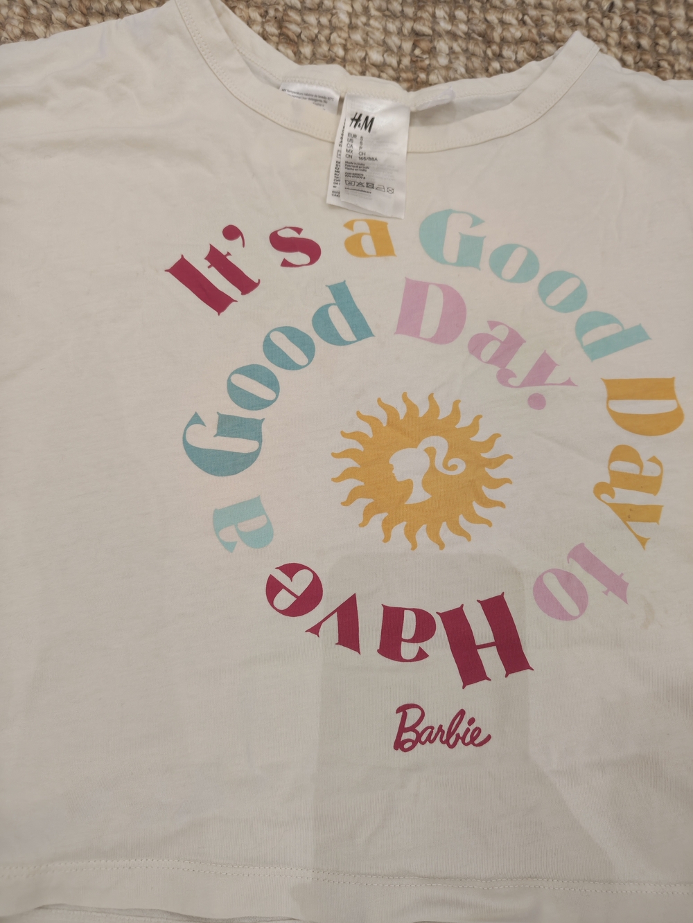 Barbie Cream Short Pajama Set with Multicolor Sun Graphic - Picture 2 of 6